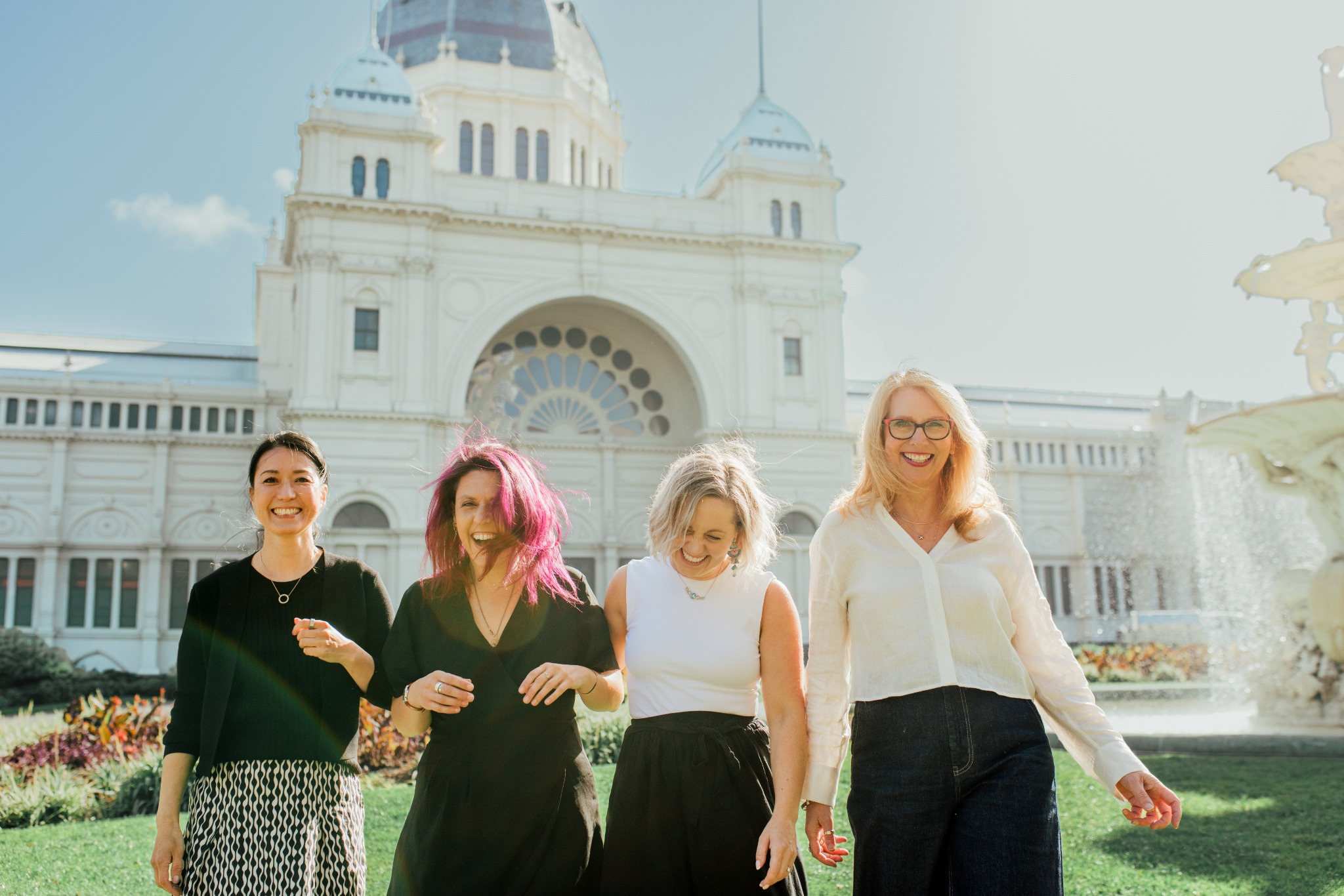 The four Well Spotted artists together outside the Royal Exhibition Building